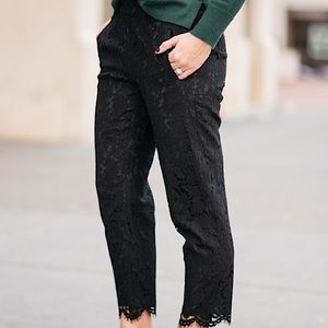 J Crew Black Lace Ankle Length Pants